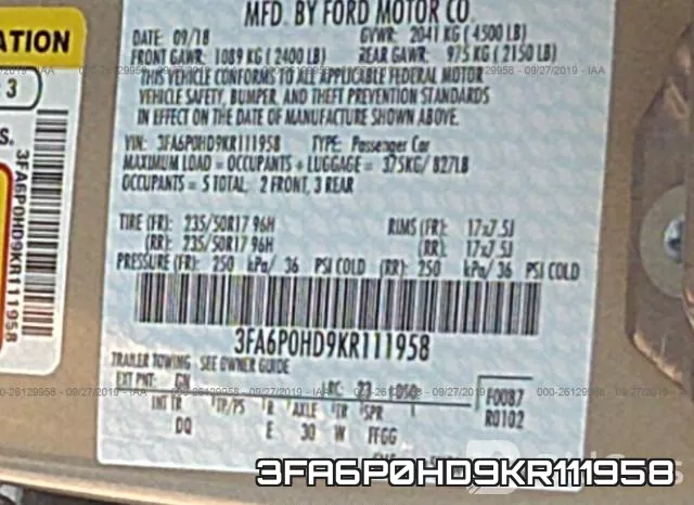 3FA6P0HD9KR111958 фото 9
