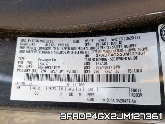 3FADP4GX2JM127361 фото 2