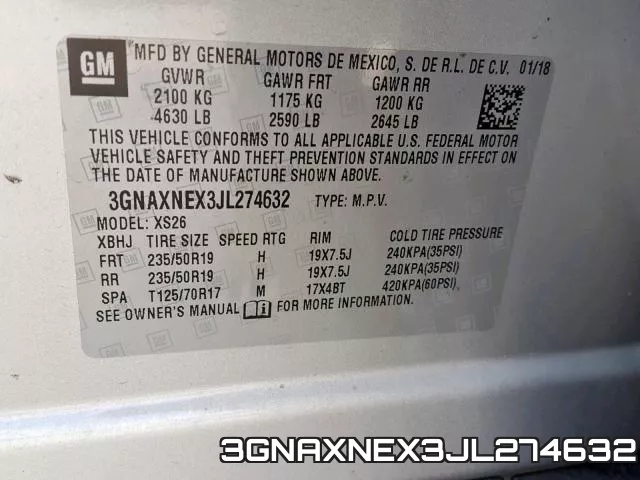 3GNAXNEX3JL274632 фото 2