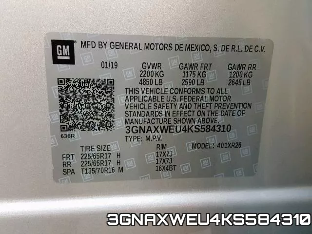 3GNAXWEU4KS584310 фото 2