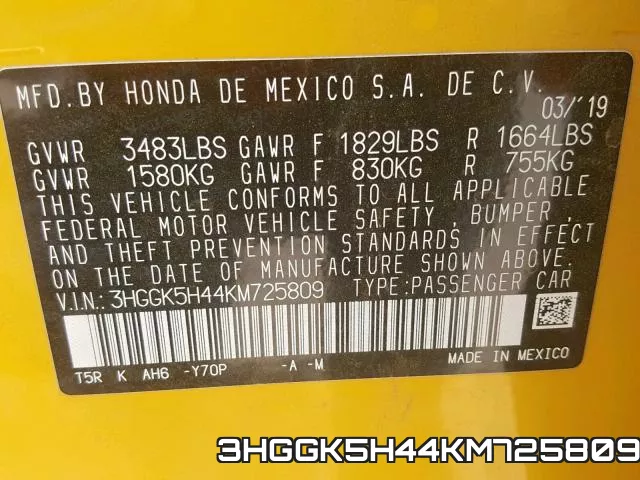 3HGGK5H44KM725809 фото 2