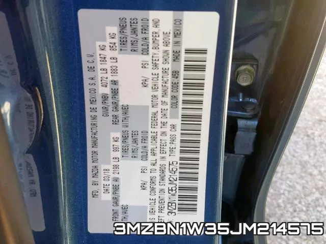 3MZBN1W35JM214575 фото 2