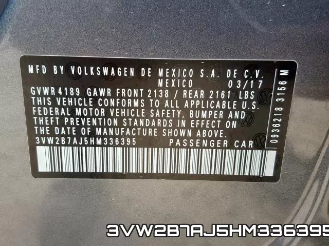 3VW2B7AJ5HM336395 фото 2