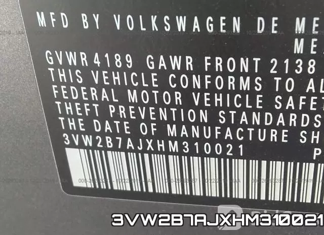 3VW2B7AJXHM310021 фото 10