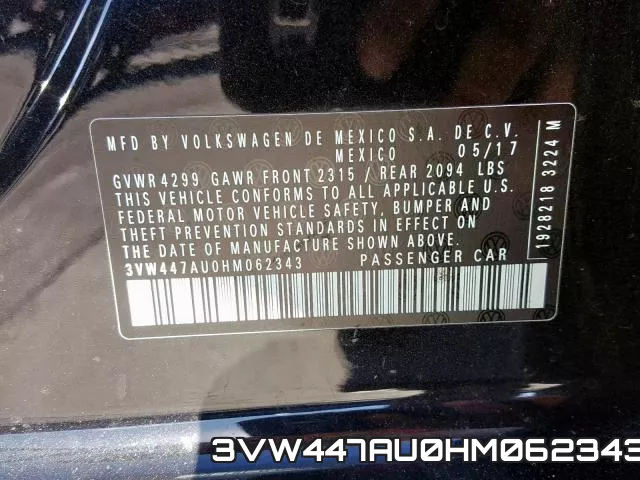 3VW447AU0HM062343 фото 2