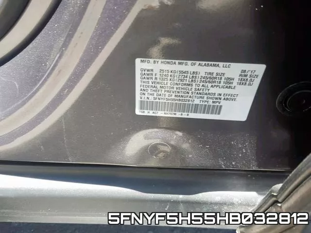 5FNYF5H55HB032812 фото 2