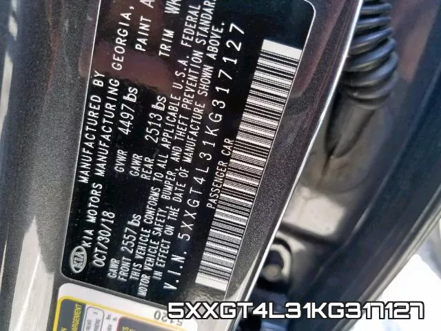 5XXGT4L31KG317127 фото 2