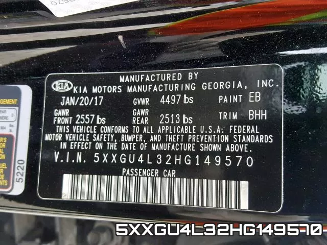 5XXGU4L32HG149570 фото 2