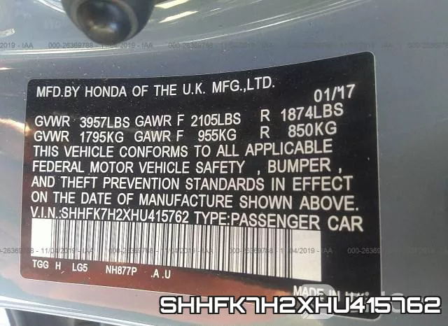 SHHFK7H2XHU415762 фото 10