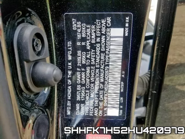 SHHFK7H52HU420979 фото 2