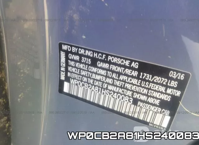 WP0CB2A81HS240083 фото 10