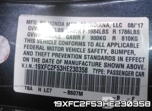 19XFC2F53HE230358 фото 10