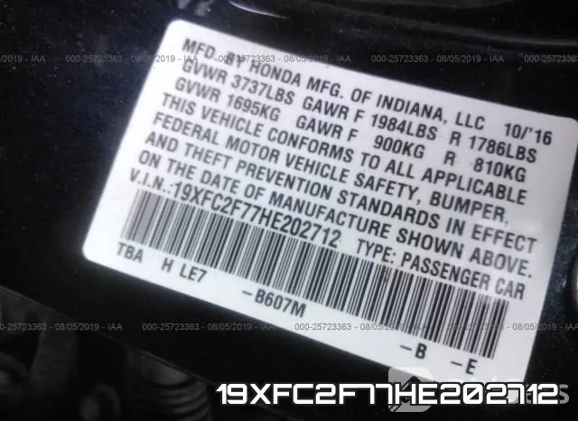 19XFC2F77HE202712 фото 10