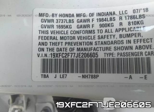 19XFC2F77JE206605 фото 10