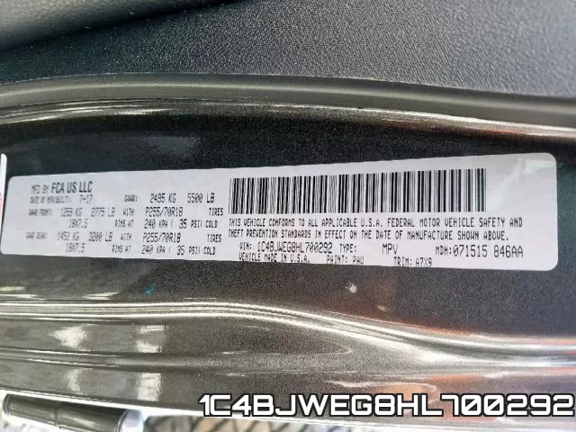1C4BJWEG8HL700292 фото 2