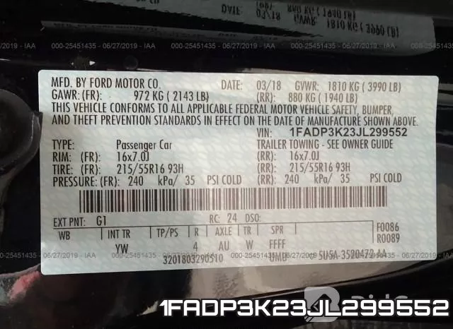 1FADP3K23JL299552 фото 10