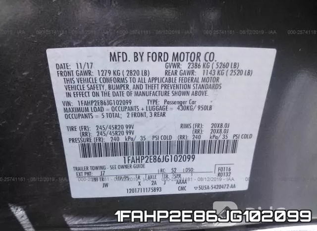 1FAHP2E86JG102099 фото 10