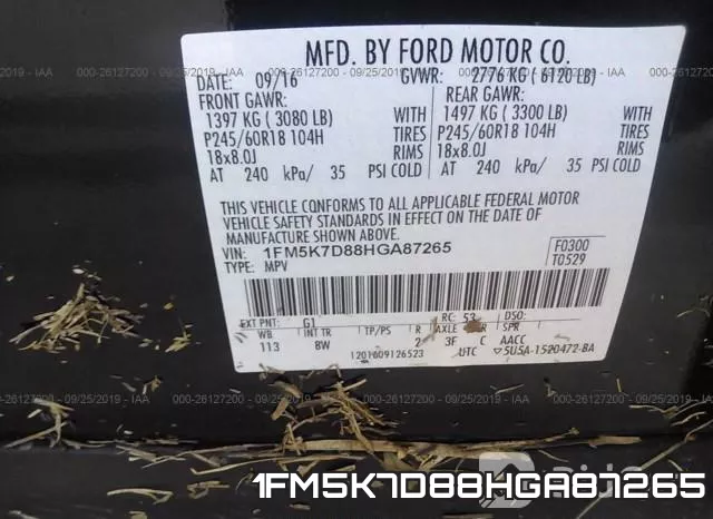 1FM5K7D88HGA87265 фото 10