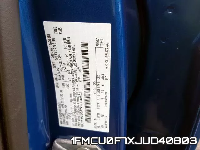 1FMCU0F7XJUD40803 фото 2