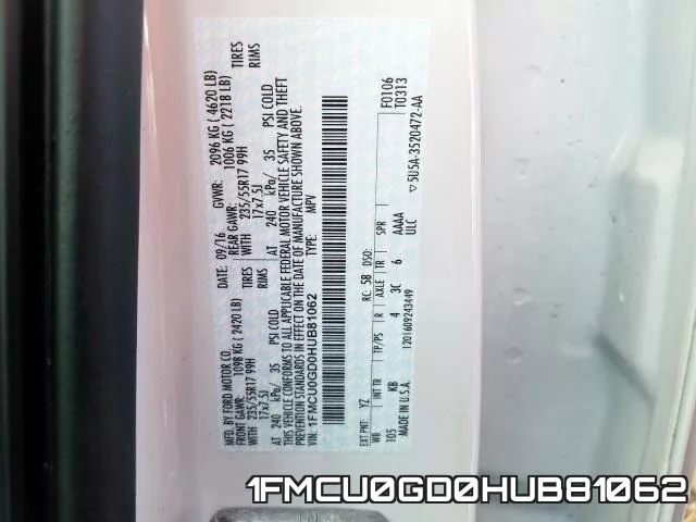 1FMCU0GD0HUB81062 фото 2