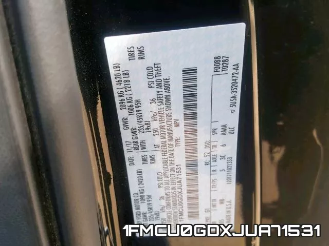 1FMCU0GDXJUA71531 фото 2