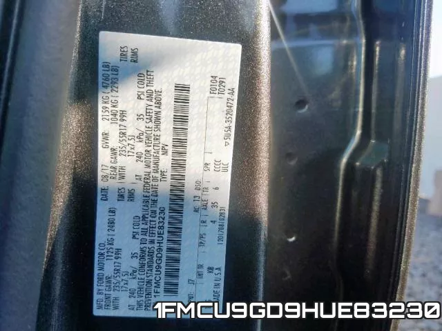 1FMCU9GD9HUE83230 фото 2