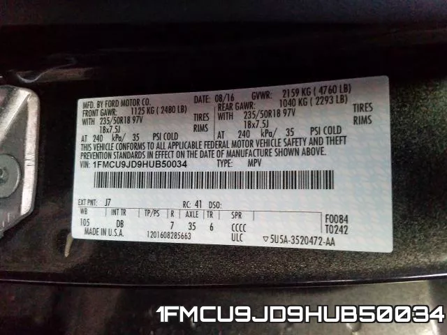 1FMCU9JD9HUB50034 фото 2