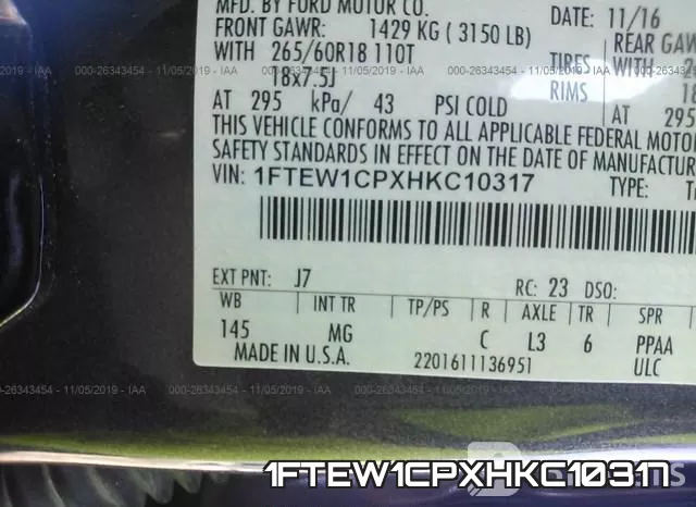 1FTEW1CPXHKC10317 фото 10