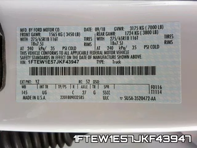 1FTEW1E57JKF43947 фото 2