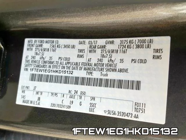 1FTEW1EG1HKD15132 фото 2