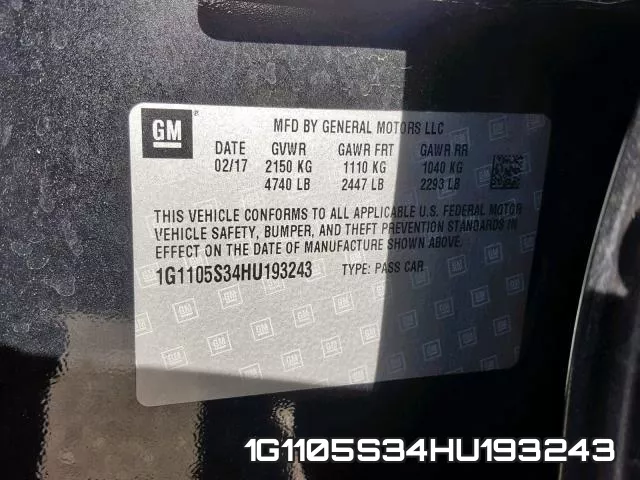1G1105S34HU193243 фото 2