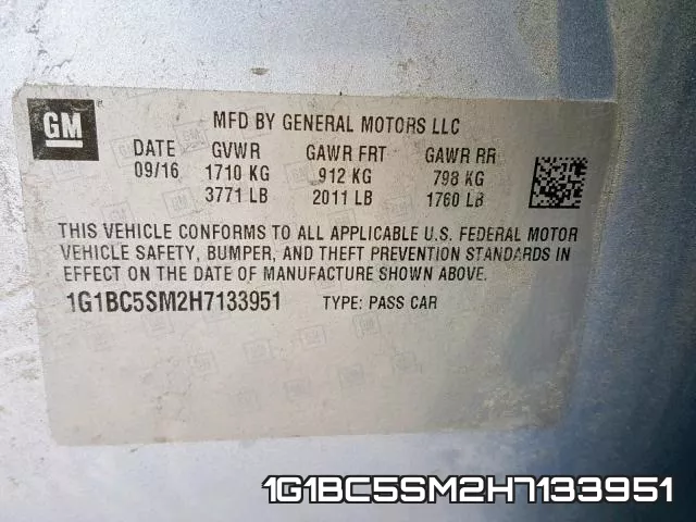 1G1BC5SM2H7133951 фото 2