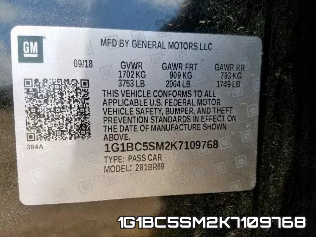 1G1BC5SM2K7109768 фото 2