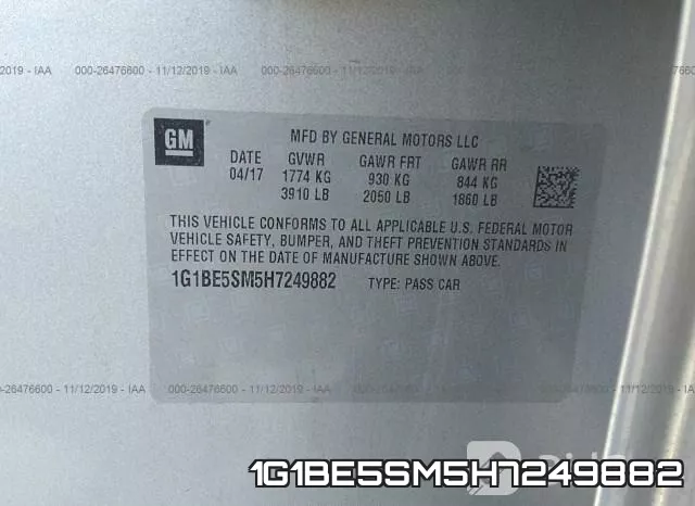 1G1BE5SM5H7249882 фото 10