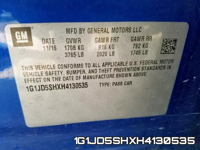 1G1JD5SHXH4130535 фото 2