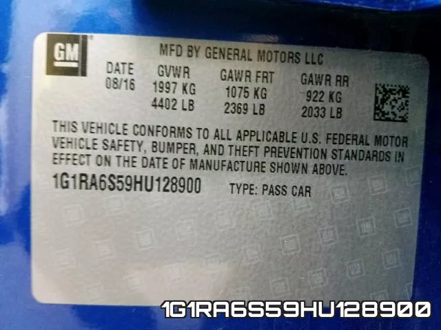 1G1RA6S59HU128900 фото 2
