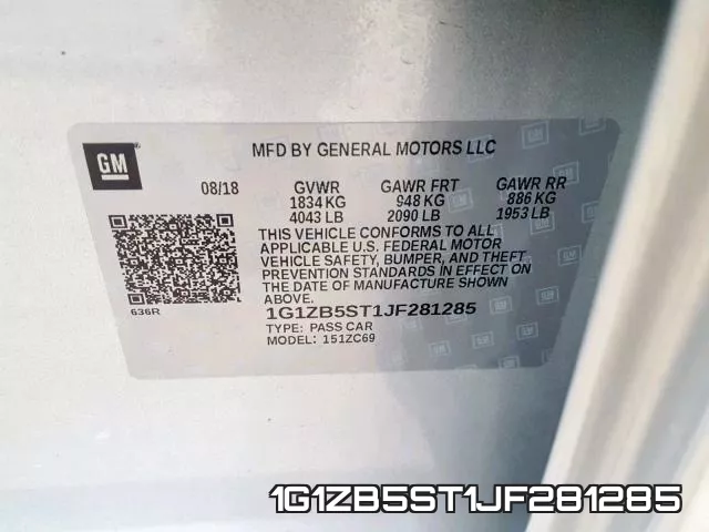 1G1ZB5ST1JF281285 фото 2