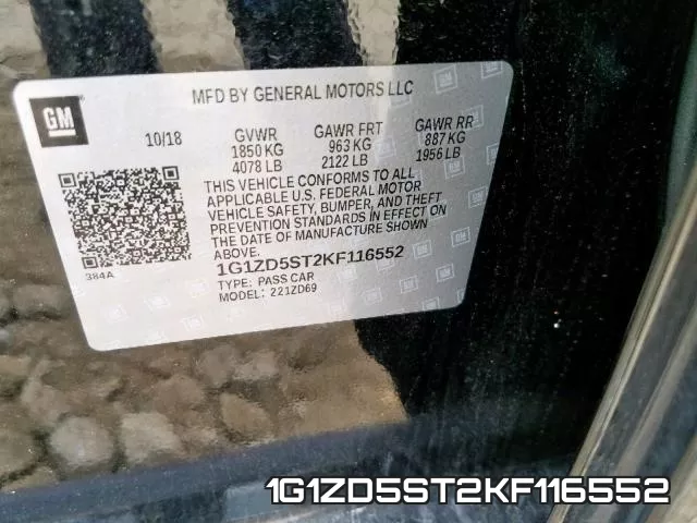 1G1ZD5ST2KF116552 фото 2