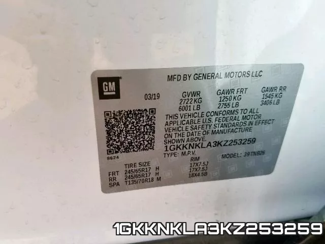 1GKKNKLA3KZ253259 фото 2
