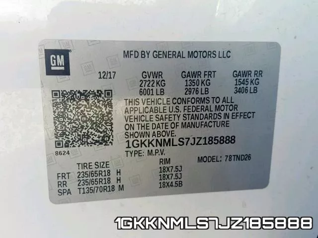 1GKKNMLS7JZ185888 фото 2