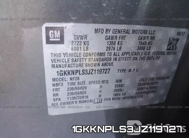 1GKKNPLS3JZ119727 фото 10