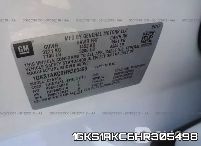 1GKS1AKC6HR305498 фото 10