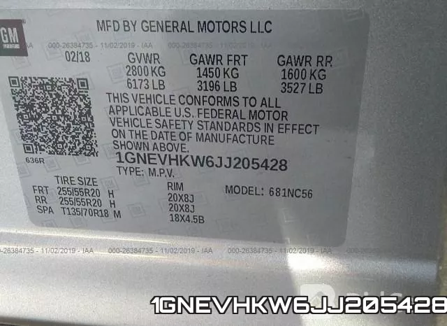 1GNEVHKW6JJ205428 фото 10