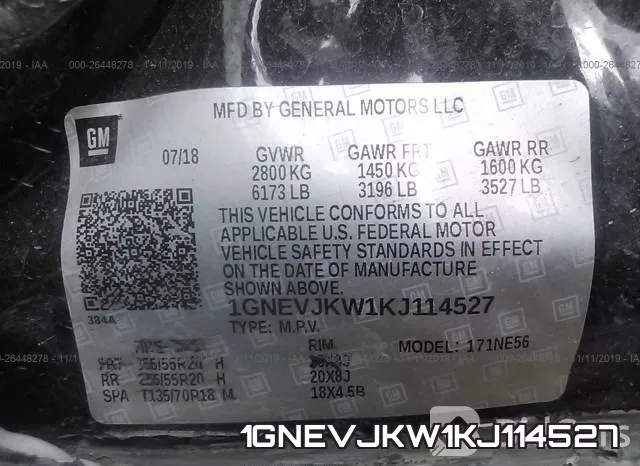 1GNEVJKW1KJ114527 фото 10