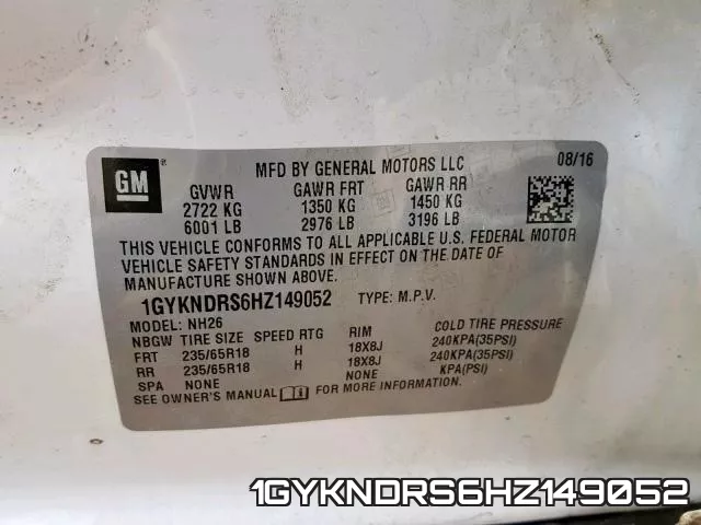 1GYKNDRS6HZ149052 фото 2