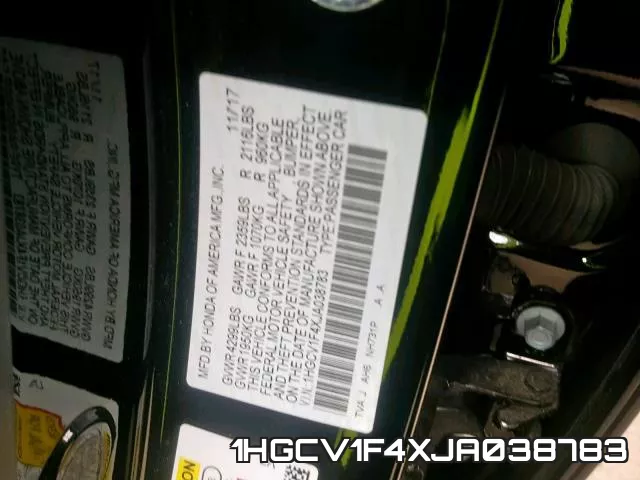 1HGCV1F4XJA038783 фото 2