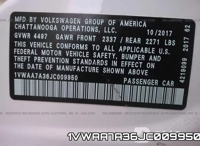 1VWAA7A36JC009950 фото 10