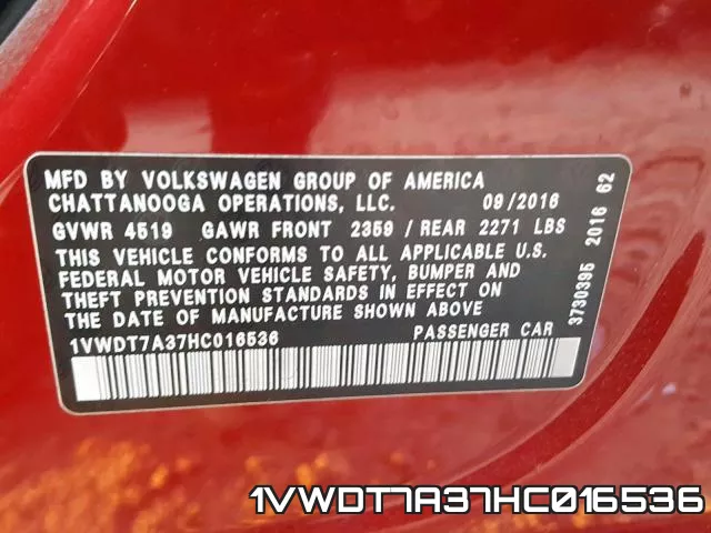 1VWDT7A37HC016536 фото 2