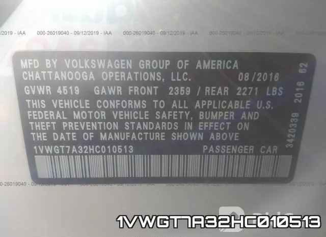 1VWGT7A32HC010513 фото 10