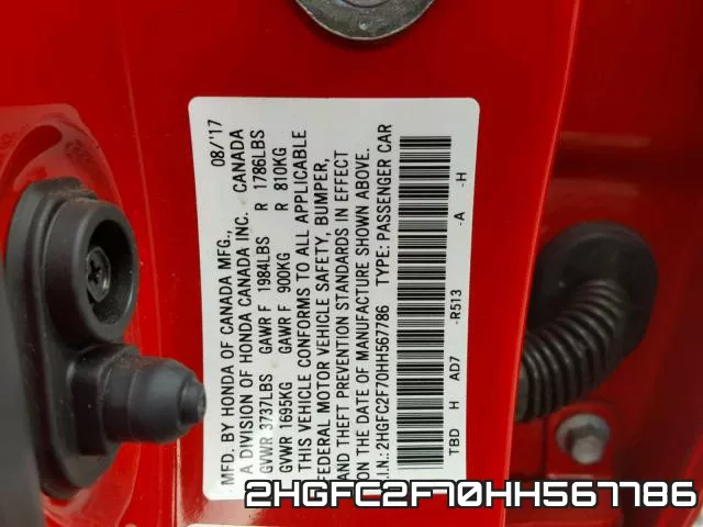 2HGFC2F70HH567786 фото 2
